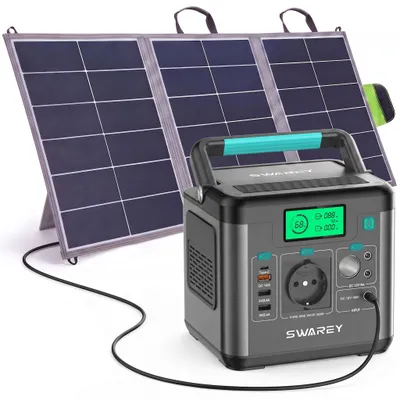 Zdjęcie produktu dla Przenośna stacja zasilania S160 MAX z panelem słonecznym o mocy 100W, generatorem słonecznym o pojemności 333Wh, wyjściem AC o mocy 350W (szczytowo 700W) oraz portem USB-C o mocy 65W, idealna do biwakowania, podróży kamperem i innych aktywności