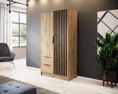 Obrázek produktu pro Dvoudveřová skříň MARFA - šířka 105 cm, dub artisan / černá
