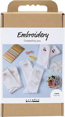 Image de Kit créatif broderie, chaussettes, blanc