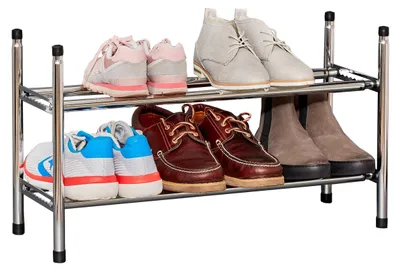Image de Omgoods - Étagère métallique pour chaussures, gain de place, avec 2 niveaux