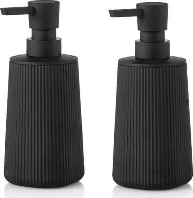 Produktbild von BUDDLEY Seifenspender Black Panther, 2er SET Seifenspender, Spülmittelspender, Seifenspender freistehend, Seifenspender Schwarz für Küche & Bad, Seife