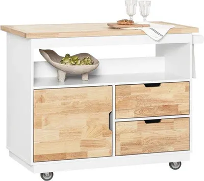 Produktbild von Hauswagen aus Holz und MDF - Braun und Weiß - 119 x 55 x 90 cm
