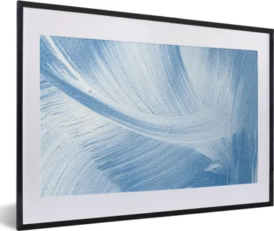 Produktbild von MuchoWow® Gerahmtes Poster Acrylfarbe - Blau - Design 60x40 cm - Poster mit Schwarzem Bilderrahmen Wandposter Rahmen Foto Bilder - Schlafzimmer - Plakat in Rahmen - Drucken