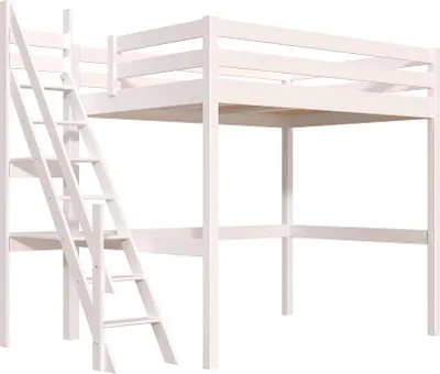 Produktbild von Hochbett 140x200 aus holz Sylvia mit Mülertreppe - Weiß