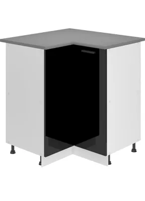 Produktbild von Belini Unterschrank Küche, Küchenunterschrank 90 cm Breite. SNP Küchenunterschrank mit Arbeitsplatte. Eckschrank Küche mit 1 Tür, Schwarz Hochglanz
