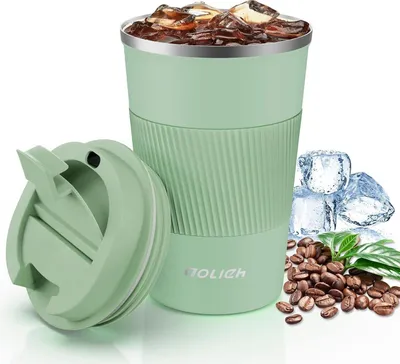 Image de Aolieh Gobelet thermique en acier inoxydable Travel Mug 380ml vert clair 1 pièce