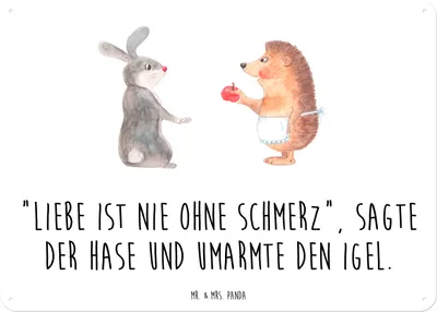 Produktbild von Mr. & Mrs. Panda tafel Hase Igel DIN A6 - Weiß - Geschenk, Blechschild, Liebe Spruch, Magnetschild, Trösten, Lustige Sprüche, Türschild, Herzschmerz, Wandbild, Schild