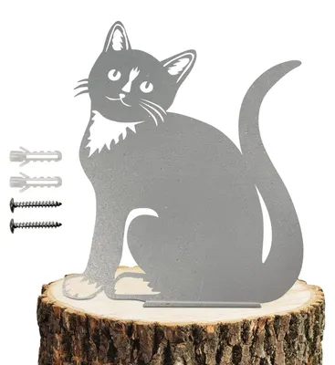 Produktbild von Silberfarbene Metallkatze als Dekoration für den Garten