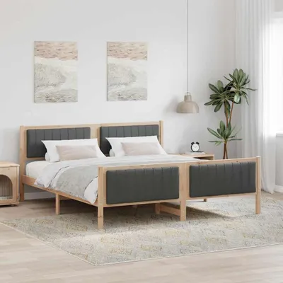 Immagine prodotto di Maison Exclusive - Letto marrone e grigio scuro 180 x 200 cm in legno massello di pino
