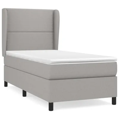 Image de vidaXL Lit boxspring avec matelas gris clair 90x200 cm Tissu