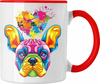 Produktbild von Trendation - Französische Bulldogge Herz Farbe Besitzer Tasse Geschenk Lustiger Spruch Geschenkidee Französische Bulldogge Liebhaber (Rot)
