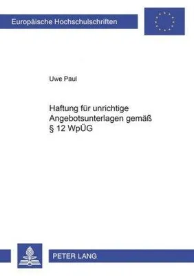 Immagine prodotto di Haftung für unrichtige Angebotsunterlagen gemäß § 12 WpÜG
