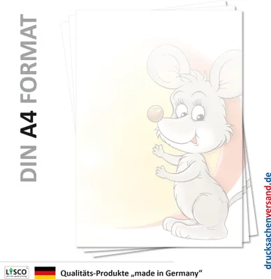 Produktbild von Motiv Briefpapier (Maus-5109, DIN A4, 25 Blatt) Maus Mäuse Käse Kinder Motivpapier