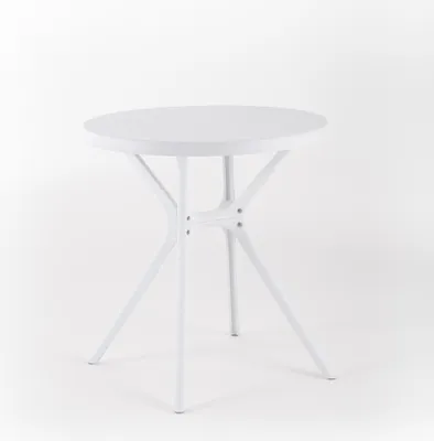 Image de Table ronde Ø70 cm en polypropylène avec fibre de verre - design moderne, robuste et léger pour le jardin, la terrasse, les bars et les restaurants - IVAN - Blanc