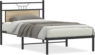 Zdjęcie produktu dla vidaXL Rama łóżka bez materaca dąb sonoma 107x203 cm materiał drewnopochodny