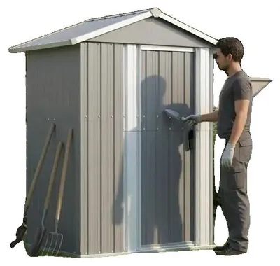 Imagen del producto de Caseta para herramientas de jardín, acero galvanizado, diseño impermeable, color gris