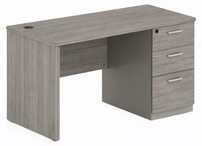 Produktbild von Schreibtisch in Grau mit Holzstruktur Moderner Arbeitstisch Designer Tisch