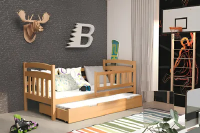 Produktbild von Kinderbett STOCKBETT BETT Massivholz DOPPELBETT Ausziehbett 2 Betten KACPER2