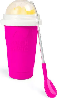 Zdjęcie produktu dla Kubek do lodów sorbetów mrożonych napojów smoothie prosta obsługa różowy