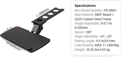 Image de Support de clavier, réglable en hauteur, design ergonomique, noir