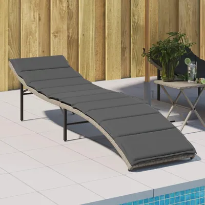 Obrázek produktu pro Lehátko s polštářem Světle šedé 55x199x50 cm Poly ratan