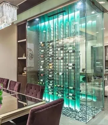 Obrázek produktu pro Moderní vinotéka z nerezové oceli a skla ve stříbrné nebo černé barvě