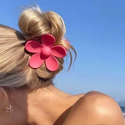 Produktbild von Grosse Blumenklammern, große Haarclips mit Acrylbloemen, matte Haaraccessoires mit Blumen, große Schminkklammern