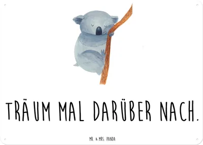 Produktbild von Mr. & Mrs. Panda Wandbild Koalabär DIN A6 - Weiß - Geschenk, schlafen, Bär, Schild, Lustige Sprüche, Blechschild, Türschild, Koala, Schlafzimmer, tafel, Träumen