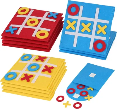 Zdjęcie produktu dla Zestaw do gry w kółko i krzyżyk "Tic Tac Toe" wykonany z filcu, 12 elementów, dla dzieci i dorosłych