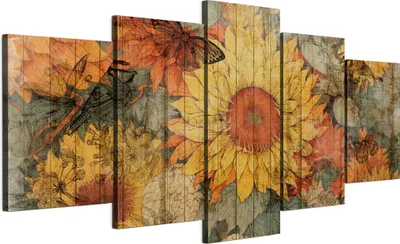 Produktbild von LUMASOUL Wandbilder Wohnzimmer 5-teilig Leinwandbild Blumen 31 100x50 cmMehrteilige Wanddeko für Schlafzimmer Flur Büro