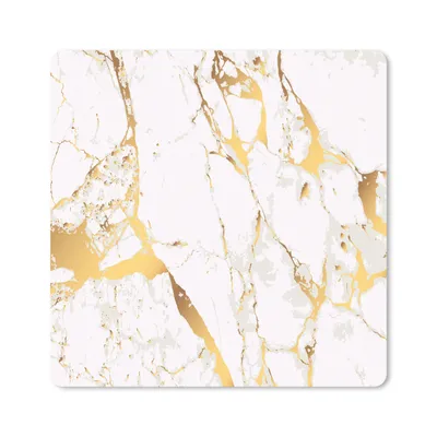 Produktbild von MuchoWow® Mauspad Mousepad Marmor - Gold - Weiß - Chic 20x20 cm - Mousepads - Maus Mat - Pad - Mausunterlage - Desk Mat - Bureauartikeln