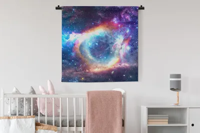 Produktbild von MuchoWow® Wandteppich Wandbehang Weltraum - Regenbogen - Farben 90x90 cm Tapisserie Dekoration Wandtuch - Wandaufhänger