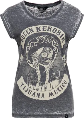 Immagine prodotto di QUEEN KEROSIN Maglietta con lavaggio enzimatico Tijuana Mexico Grau S