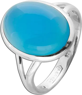 Produktbild von Chalzedon Ring Silber 925 blauer Natur Edelstein 10ct 19