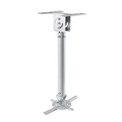 Produktbild von Manhattan Universal Deckenhalterung für Beamer, Stange neig-, schwenk- und höhenverstellbar, für Beamer bis zu 20 kg, Aluminium, silber, Zimmerdecke, 20 kg, Weiß, Manuell, 575 - 825 mm, 360°