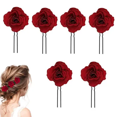 Produktbild von Solidchoice – Set mit 6 Rosen-Haarspangen für Brautaccessoires