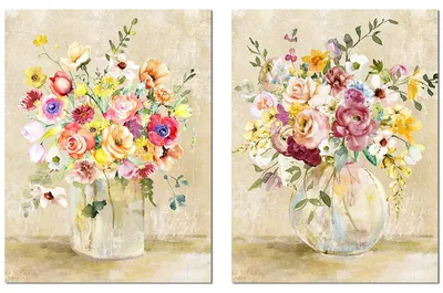 2er-Set Leinwandbilder Holz Blumen Rosen Gelb Weiß 60x3x80 cm