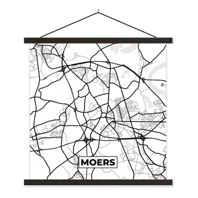 Obrázok produktu pre MuchoWow® Textilný plagát - Mapa - Moers - Mapa mesta - 40x40cm - S čiernymi lamelami