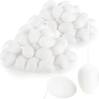 Produktbild von com-four® 72x weiße Deko-Ostereier aus Kunststoff - Plastikeier zum Anmalen und Aufhängen - Kunststoffeier für die Dekoration zu Ostern