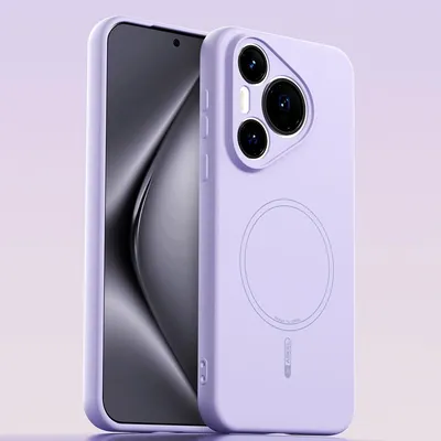 Image de Etui magnétique pour Huawei Pura 70, compatible avec MagSafe, silicone liquide, résistant aux chocs et aux rayures Violet