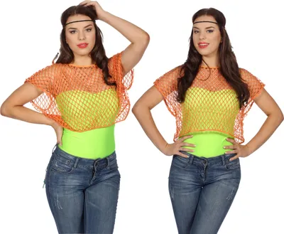 Produktbild von 80's Visnet T-shirt Crop Top Neon Oranje (one size)