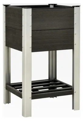 Produktbild von Hochbeet mit Ablage Pflanzkasten Blumenkasten Gemüsebeet Pflanzbeet Frühbeet Kräuterbeet Gartenbeet Blumenbeet 50x50x90cm WPC Grau