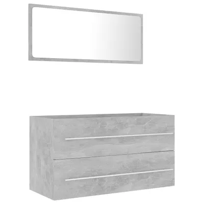Produktbild von vidaXL 2-tlg. Badmöbel-Set Betongrau Holzwerkstoff
