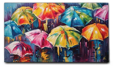 Zdjęcie produktu dla Giallobus - 60 - Kolorowe parasole - Giallobus - 140D x 80S cm - Obraz - Standaard frame canvas