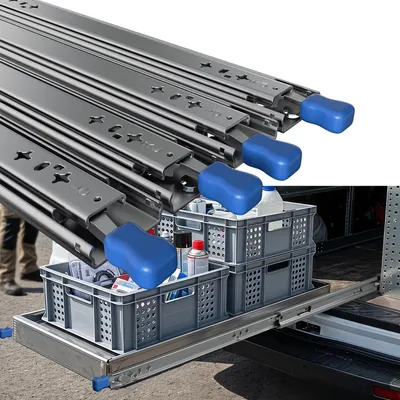 Image de Peviasot, rails de tiroir robustes, 4 pièces, pour charges lourdes, longueur 300 mm, avec verrouillage, coulissement complet, largeur 53 mm