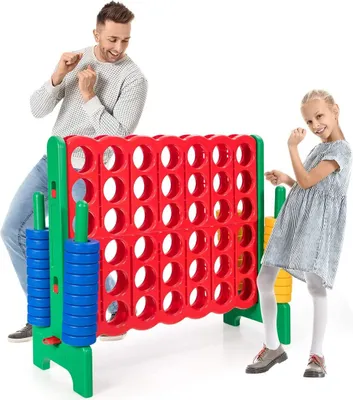Produktbild von Riesen 4 Gewinnt Spiel, Strategiespiel für Kinder und Erwachsene, 4 in Einer Reihe, Brettspiel Spielzeug Gesellschaftsspiel 2 Spieler, Vier in Reihespiel Kinderspiel (Rot + Grün)