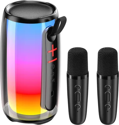 Produktbild von MAIKELU Karaoke Maschine, Karaoke Anlage mit 2 Mikrofonen, 15W Lautsprecher,