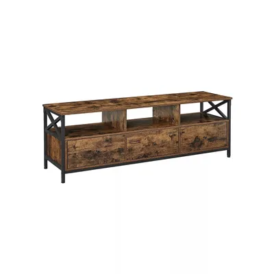 Immagine prodotto di In And OutdoorMatch Cabinet Jose - Per Reys fino a 65 pollici - Con 3 cassetti - 147x40x50cm - Design industriale - Struttura in acciaio - Vintage Brown/Black