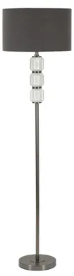 Image de Lampe sur pied Bright One en verre blanc et gris avec abat-jour en tissu — Ø 42,5 cm