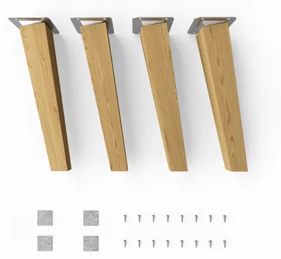 Produktbild von 4x sossai Holzfüße eckig - schräge Ausführung 25cm Eiche